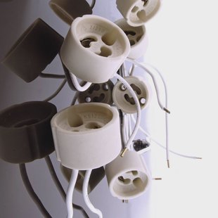 Deko-Light GU10 fitting, keramisch, wit, kabel 15 cm, max. 35 W