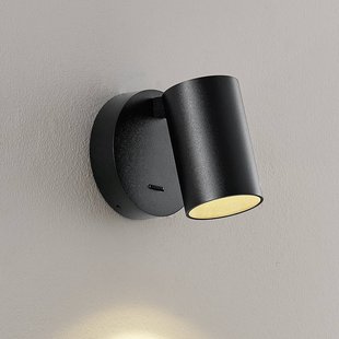 Deko-Light CAN TILT wandspot, zwart, Ø 10 cm metaal GU10 schakelaar