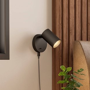 Deko-Light CAN TILT wandspot, zwart, Ø 10 cm, metalen schakelaar USB