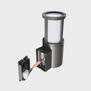 Deko-Light Facado II buitenwandlamp, grijs/opaal, Ø 11 cm, IP65, metaal