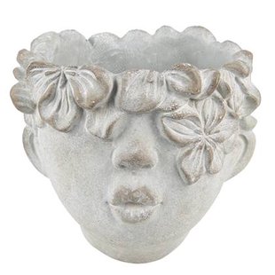Clayre & Eef Bloempot Hoofd 12x10 cm Grijs Steen Clayre & Eef Bloempot Hoofd 12x10 cm Grijs Steen