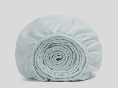 Yumeko Kinderhoeslaken percal katoen playful aqua 60x120x15 100% biologisch en fairtrade katoen, percal geweven