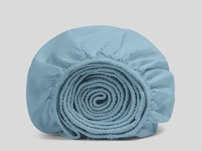 Yumeko Hoeslaken percal katoen blue lagoon 180x210x30 100% biologisch en fairtrade katoen, percal geweven