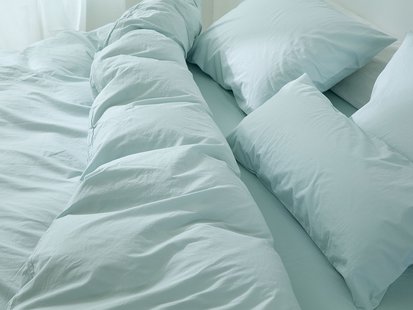 Yumeko Dekbedovertrek percal katoen playful aqua 200x220+2/60x70 100% biologisch en fairtrade katoen, percal geweven