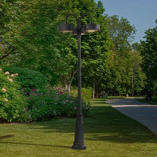 Prios LED buitenlamp Thorus, 204 cm, zwart, 3-lamps, IP44