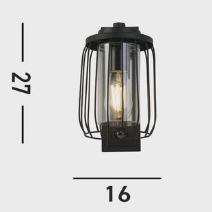 Searchlight Riet buitenwandlamp, IP44, zwart, metaal