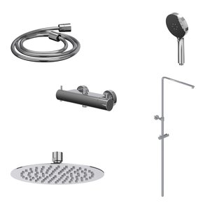 Regendoucheset IVY Bond Opbouw Thermostatisch 30 cm Slim Rond 3-Standen Handdouche Chroom