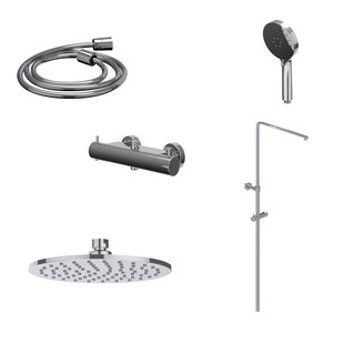 Regendoucheset IVY Bond Opbouw Thermostatisch 20 cm Medium Rond 3-Standen Handdouche Chroom