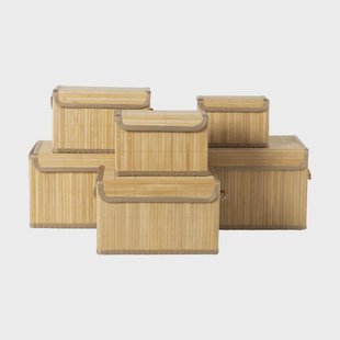 Bamboe mandenset - bruin - set van 6