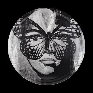 Carolina Gynning Golden Butterfly dienblad Ø46 cm Black-white