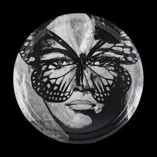 Carolina Gynning Golden Butterfly dienblad Ø31 cm Black-white