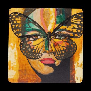 Carolina Gynning Golden Butterfly onderzetter 9x9 cm Orange-black