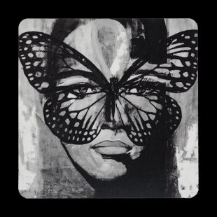 Carolina Gynning Golden Butterfly onderzetter 9x9 cm Black-white