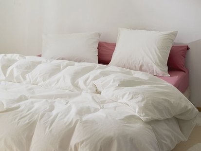 Yumeko Dekbedovertrek percal katoen blissful white 100% biologisch en fairtrade katoen, percal geweven