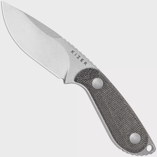 Kizer Buddy 1081A8 Satin 14C28N, Black Micarta, vaststaand mes, Maksim Epifantsev design
