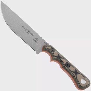 TOPS Knives Muley Skinner MSKIN-01, 154CM Tumble Finish, Tan Black G10, jachtmes, Leo Espinoza design