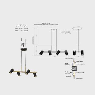Lucea Hanglamp Lumen zwart/goud antiek lengte 66 cm 4-lamps metaal