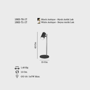 Lucea Lumen tafellamp, zwart/goud antiek, hoogte 42 cm, metaal