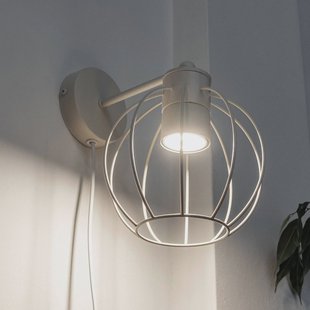 HELAM STARLIGHT wandlamp, crèmewit 1-lamp Ø 18 cm metalen plug
