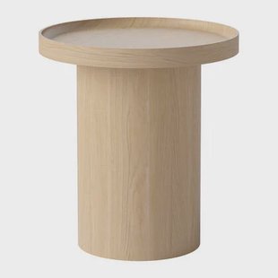 Bolia Plateau Bijzettafel - H 52 x Ø 48 cm - Witgepigmenteerd Gelakt Eiken