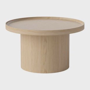 Bolia Plateau Bijzettafel - H 42 x Ø 74 cm - Witgepigmenteerd Gelakt Eiken