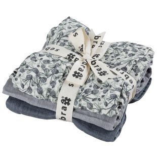 Sebra Mousseline Handdoek Set Van 3 Blue Olive/Forest Lake Blue