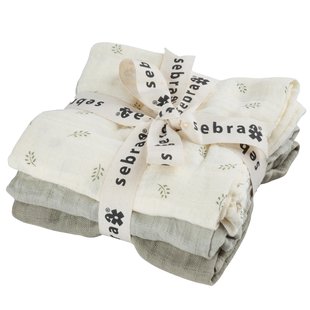 Sebra Mousseline Handdoek Set Van 3 Sophora Leaves/Mist Green