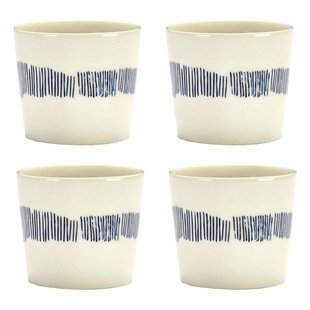 Serax Feast By Ottolenghi Mok 15cl Set Van 4 White/Blue Stripes