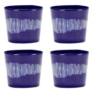 Serax Feast By Ottolenghi Mok 15cl Set Van 4 Dark Blue/White Stripe