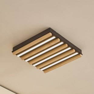 Lindby LED plafondlamp Firka, wit, hout, 42 cm, CCT, dimbaar.