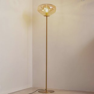 Lindby vloerlamp Lelia, amber, glas, metaal, 150 cm
