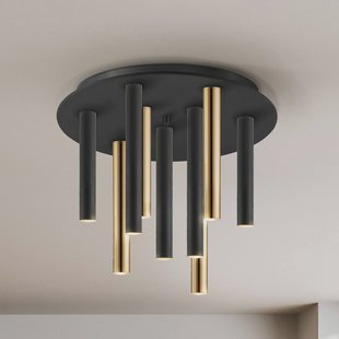 Schuller Valencia LED plafondlamp Varas dimbaar, 9-lamps, goud/zwart, metaal