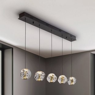 Schuller Valencia Zaria LED hanglamp, 5-lamps, zwart, helder, metaal, acryl