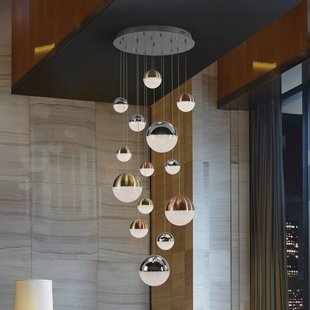 Schuller Valencia LED hanglamp Sphere, 14-lichts, dimbaar, Ø 60 cm, meerkleurig