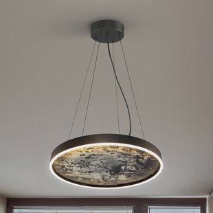 Schuller Valencia Stone LED hanglamp, Ø 60 cm, CCT, zwart, metaal, acryl