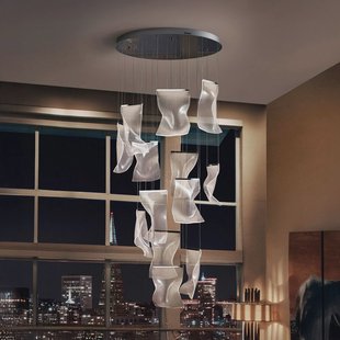 Schuller Valencia LED hanglamp Velos II, 13-lichts, chroom, dimbaar, kunststof