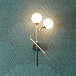 Stilnovo wandlamp Galassia, goudkleurig, 2-lamps, boven/links