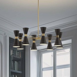 Stilnovo hanglamp Megafono, Ø 100 cm, zwart, 16-vleugelig.