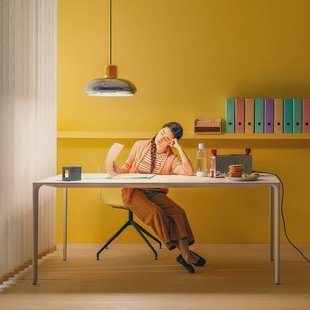 Stilnovo LED hanglamp Trepiù, chroom/geel, Ø 40 cm