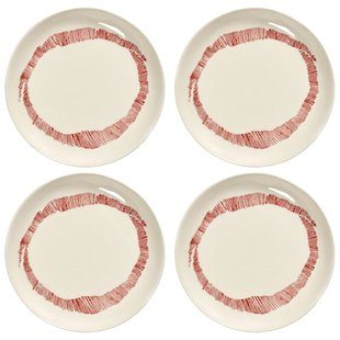 Serax Feast By Ottolenghi Gebaksbordje&Oslash;16 Set Van 4 White/Red Stripes