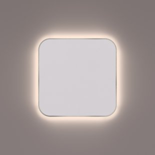 Toiletspiegel Hipp Design SPM T06 Rechthoek 35x35 cm Met Afgeronde Hoeken En Verlichting Geborsteld RVS