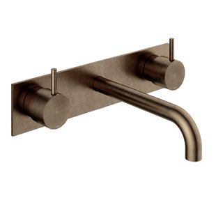 Hotbath Cobber afbouwdeel wastafelmengkraan met achterplaat en 18 cm uitloop verouderd messing CB006TEXT18AB