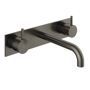 Hotbath Cobber afbouwdeel wastafelmengkraan met achterplaat en 18 cm uitloop verouderd ijzer CB006TEXT18AI