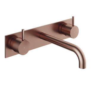 Hotbath Cobber afbouwdeel wastafelmengkraan met achterplaat en 18 cm uitloop geborsteld koper PVD CB006TEXT18BCP