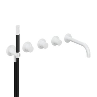 Hotbath Cobber afbouwdeel inbouw bad thermostaat met 2 stopkranen met uitloop mat wit CB7072EXTWH