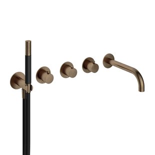 Hotbath Cobber afbouwdeel inbouw bad thermostaat met 2 stopkranen met uitloop verouderd messing CB7072EXTAB