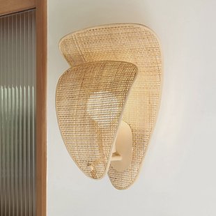 MARKET SET wandlamp Coquillage, naturelkleurig, 33 cm, rotan