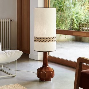 MARKET SET vloerlamp Jimmy, bruin/beige, rand, 121 cm