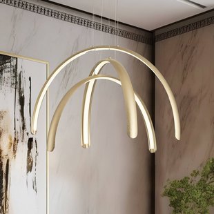 Viokef LED hanglamp Megan, lengte 60 cm, goudkleurig, 3-lamps.