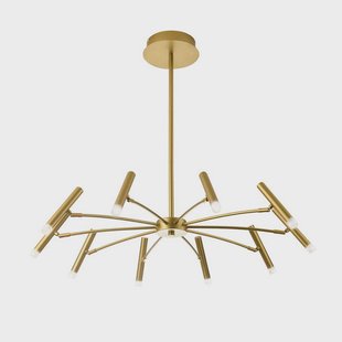 Viokef LED hanglamp Secret, goudkleurig, Ø 80 cm, metaal, 10-lamps.